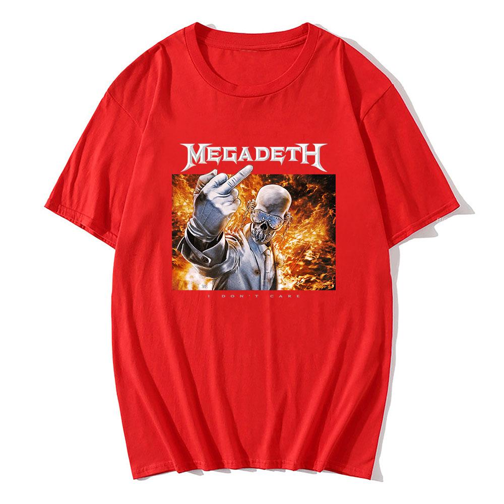 Megadeth I Don't Care Graphic Merch Tees O-neck Summer Short Sleeve T-shirt Unisex Streetwear Hip Hop Heavy Mental Tshirts