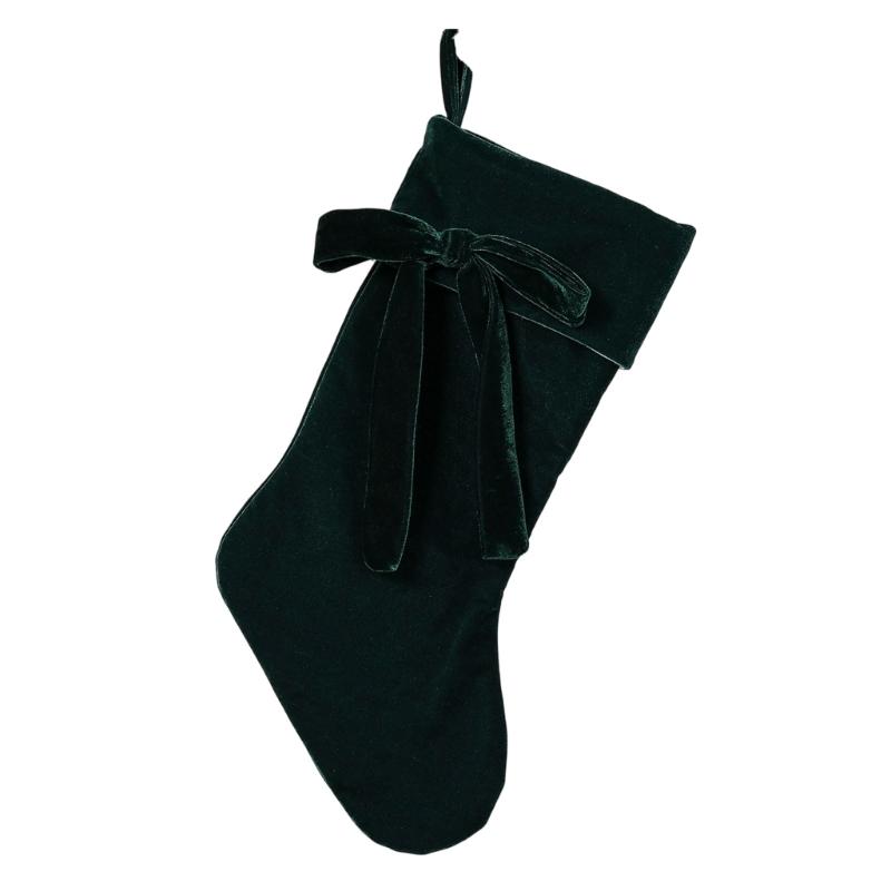 Weihnachtsstrumpf Hängedekoration mit genähter Stoffkonstruktion, Schleife und integrierter Aufhängeschlaufe, 1 Stück