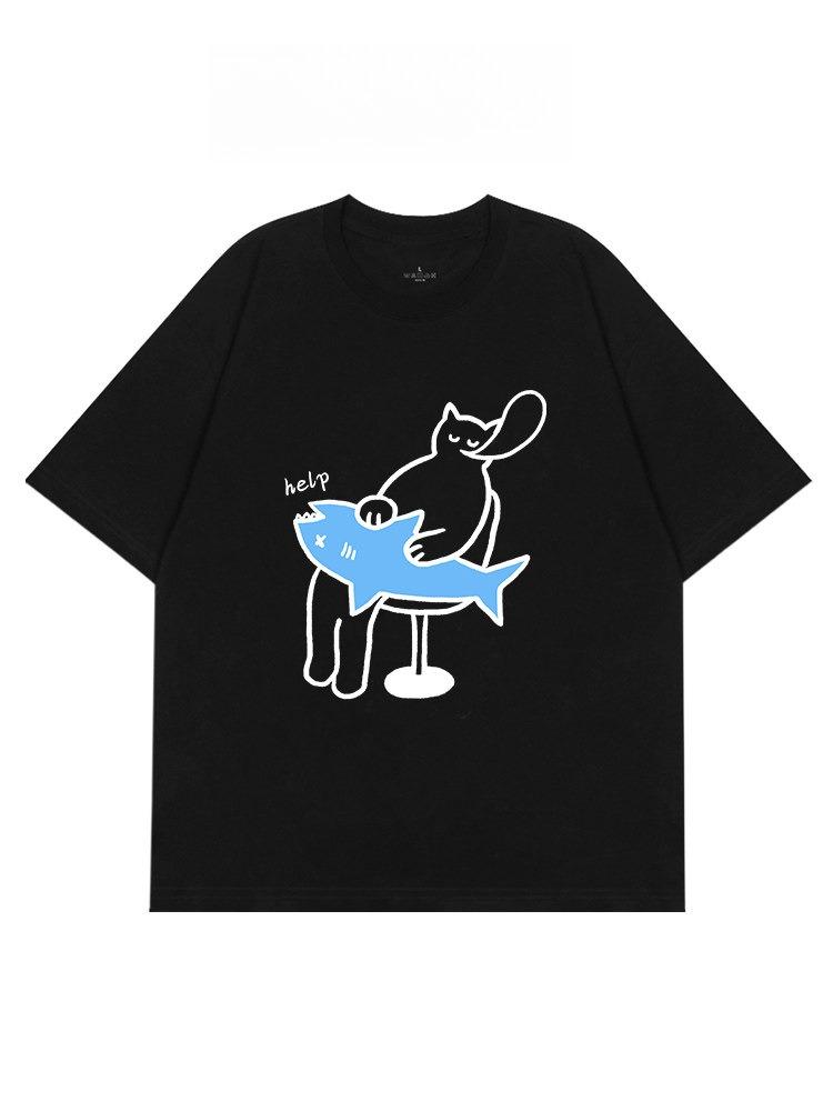 Catch A Big Fish Funny Office Anti Work T Shirt Unisex Unisex Summer Casual Breathable Crewneck Short Sleeve Meme Tees