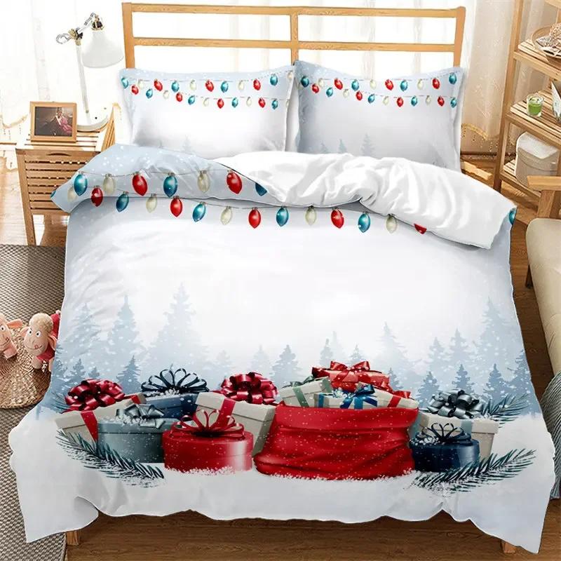 Floral Soft Duvet Cover Mery Christmas Warm Comforter Cover Microfiber Carton Beding Set Ful King For Children Kids Tens Gifts Bedrom Decor