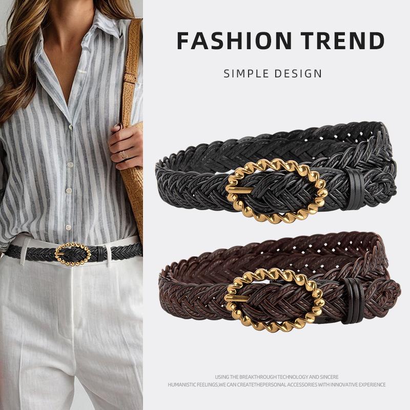 Punch-free Belt for Women Versatile Waist Decoration with Dress Jeans Belt Hand-woven Belt for Girls Trendy Belt