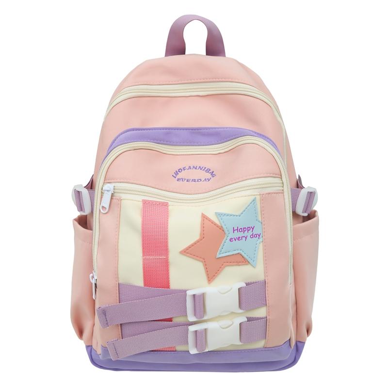 

Студенческая школьная сумка, мини-рюкзак с пятиконечной звездой, женский дорожный рюкзак большой емкости для девочек-подростков розовый