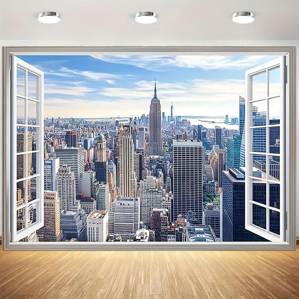 Luxusní tapiserie s panoramatem města NYC, závěsná na stěnu, velká velikost, dekorace s panoramatem, moderní abstraktní nástěnné umění, tisk na plátno, pro dům, byt
