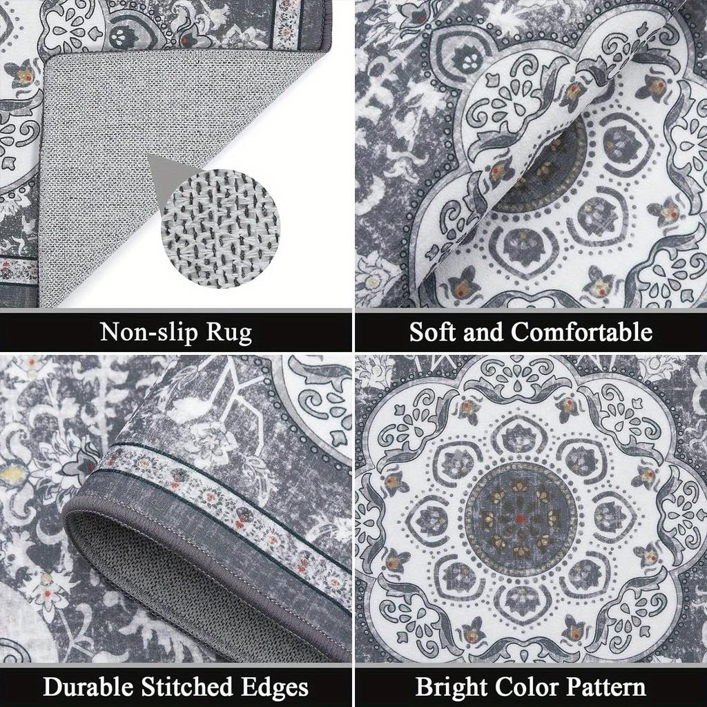 3 Pcs Set Floor Mat Bohemian Style Rugs Kitchen Carpet Non-slip Comfortable Washable Kitchen Decoration Office Bedroom Corridor