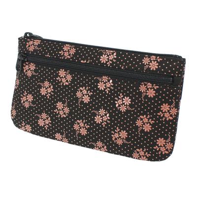 Indenya Inden 6 Zwart met Roze Cosmos Nee. Pochet, Hertenleer, Lak, Patroon, 4407-51-175