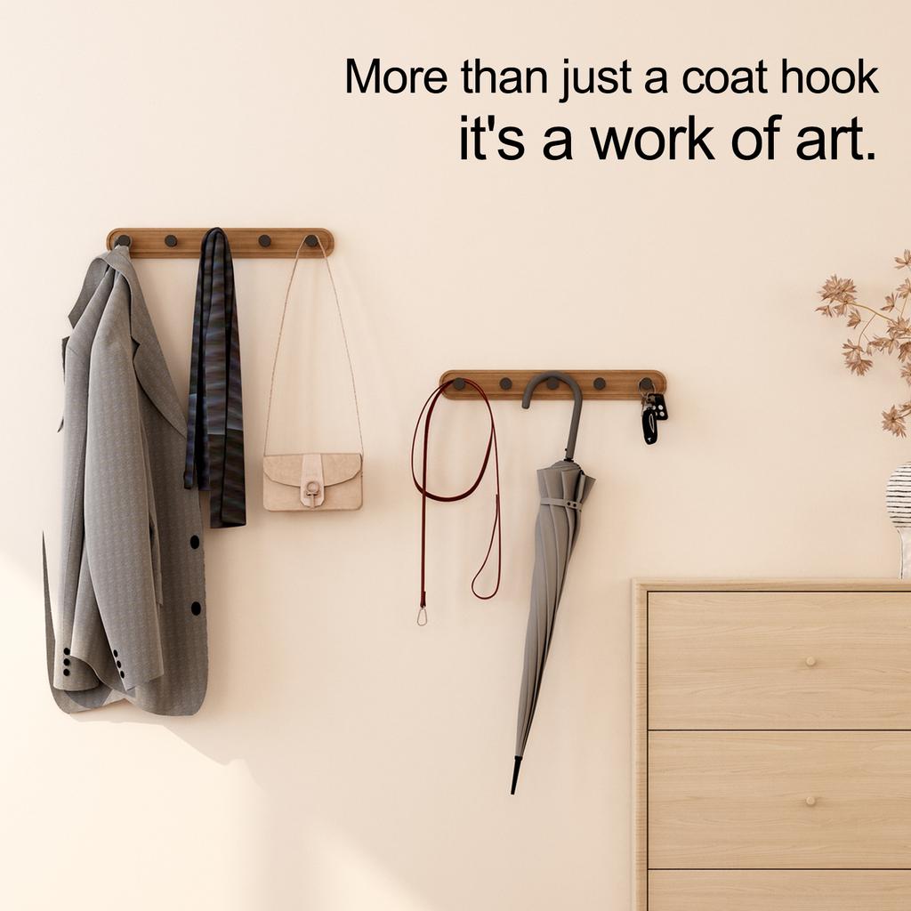 High Quality Multi-Purpose Wall Mounted Aluminum Wood Coat Hook Towel Hook Clothes Rack