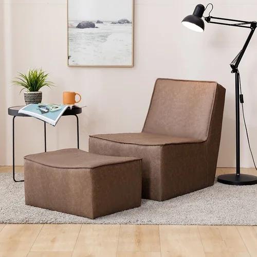 Floor Lazy Sofa - Leather Upholstery for Living Room & Balcony, Modern Minimalist Tatami Style, Leisure Lounge Chair