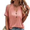 Women's T Shirt Tee Print Button Short Sleeve Daily Weekend Fashion Basic V- Neck Regular Top