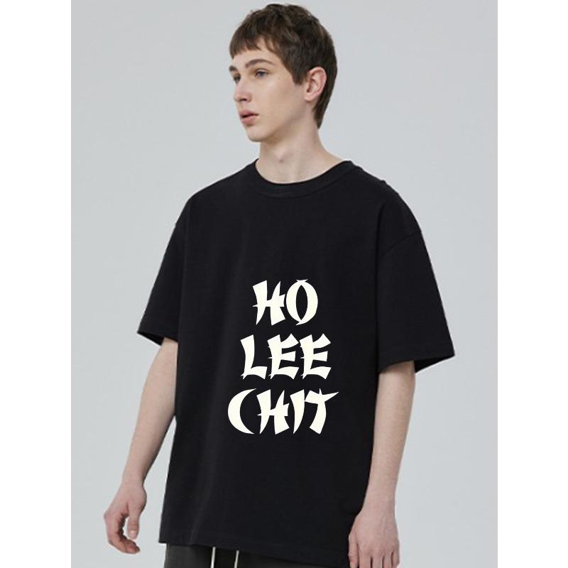 Black T Shirt with Ho Lee Chit Graphic Print for Casual Wear