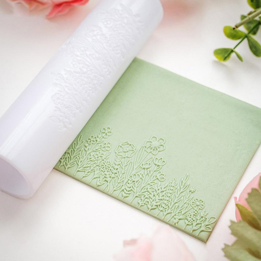 Acrylic Clay Roller For Earring Making With Floral Patterns And Easy Grip Handle Cowhides Texture Mold Pottery Tool