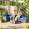 Four-Piece Rattan Sofa Set - Blue