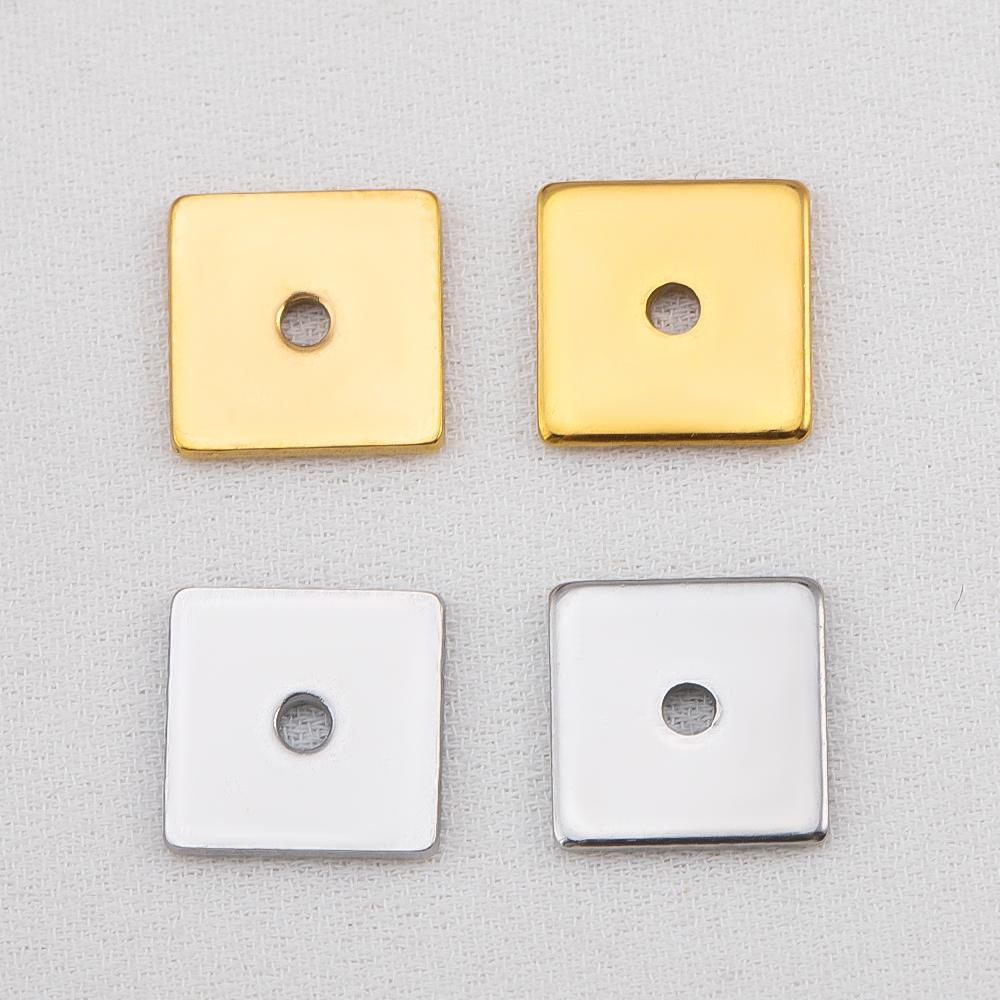 25pcs 50pcs 8mm Stainless Steel Square Flat Spacer Beads Loose Beads Hole 1.3mm Gold Color Bead for Jewelry Making DIY Wholesale