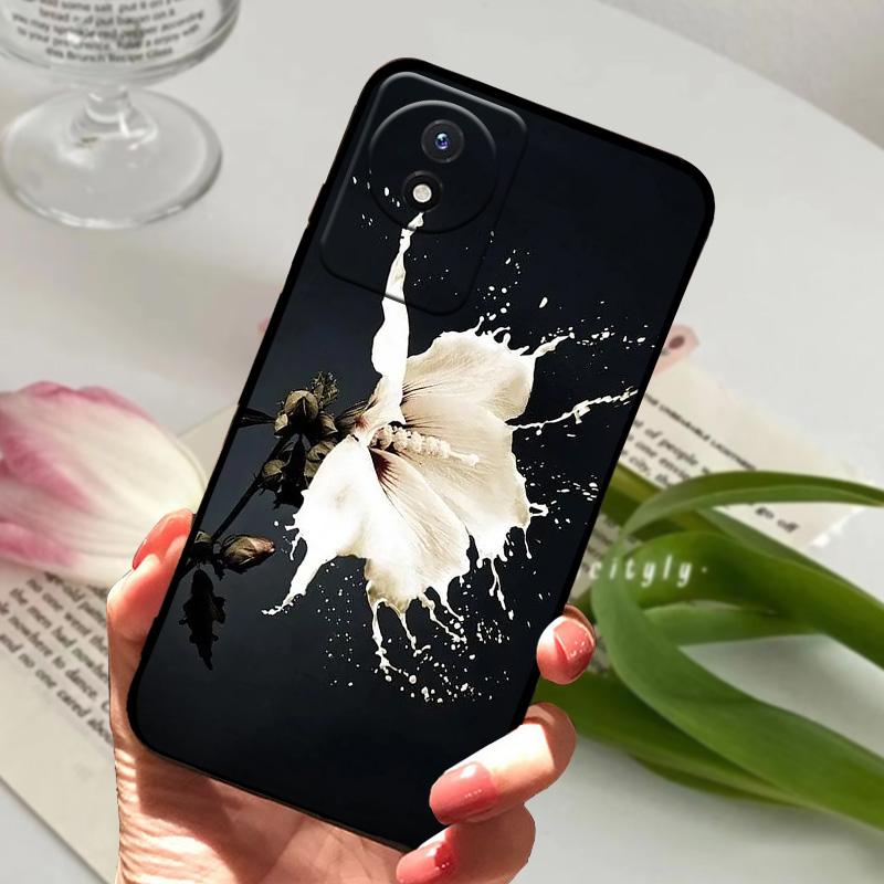 Phone Case For Vivo Y02 4G Coque Y02A Y02t Cute Lion Animals Black Soft Silicone TPU Phone Cover For VIVO Y11 2023 4G Bumper