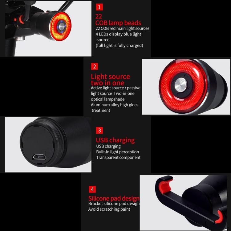 Antusi Q5 Lumină Spate Bicicletă Lumină Spate cu Inducție Automată la Frânare