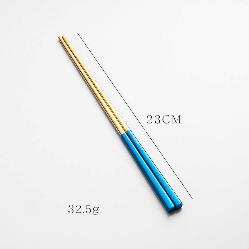 304 Stainless Steel Square Chopsticks Titanium Gold Rose Sushi Colorful Chinese Japanese Chopsticks