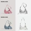 Pu Hip Underarm Bag Womens Folded Crescent Design With Rivets And Tassels For Daily Use