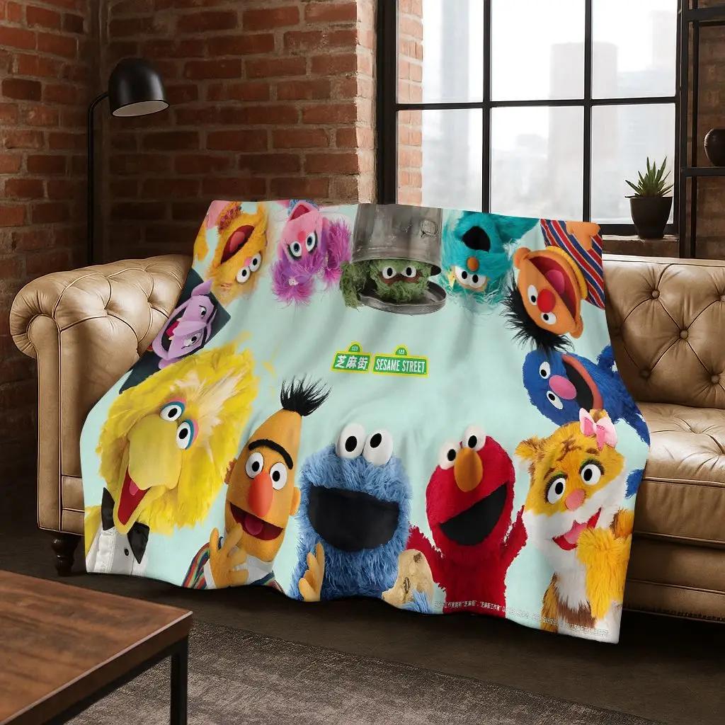 3D S-Sesame Cartoon Art Flannel Blanket,Cozy Soft Throw Blanket for Home Bedroom Bed Sofa Picnic Office Cover Gift Kids