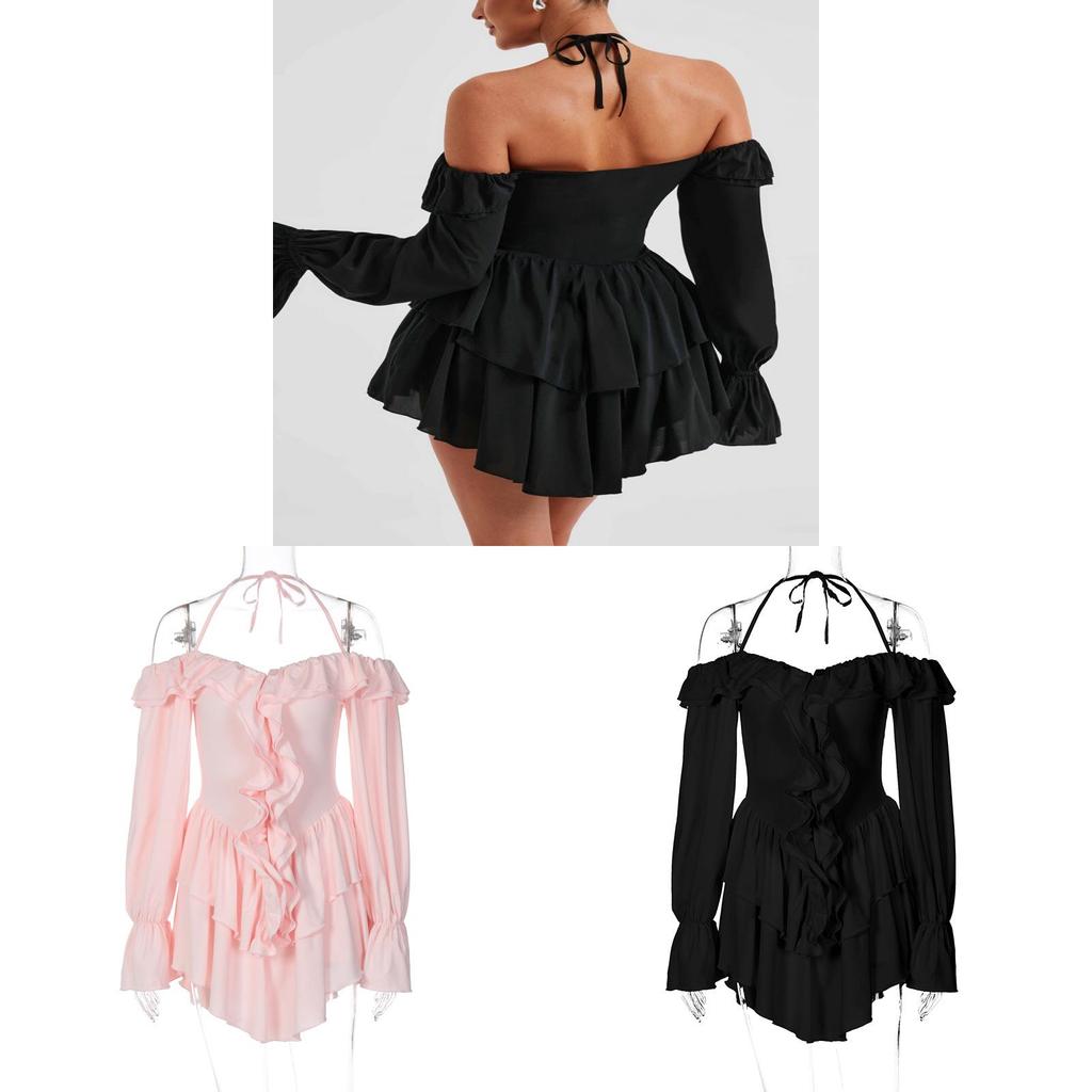 European Style Womens Summer Jumpsuit With Ruffle Long Sleeves And High Waist For Streetwear Fashion