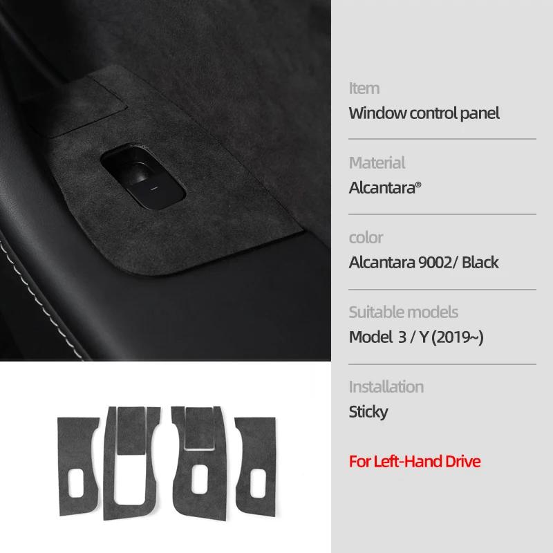 

For Tesla Model 3 Model Y 2019-2025 Made of Alcantara Window Lifter Panel Trim Protector Sticker Car Interior Tuning Accessories