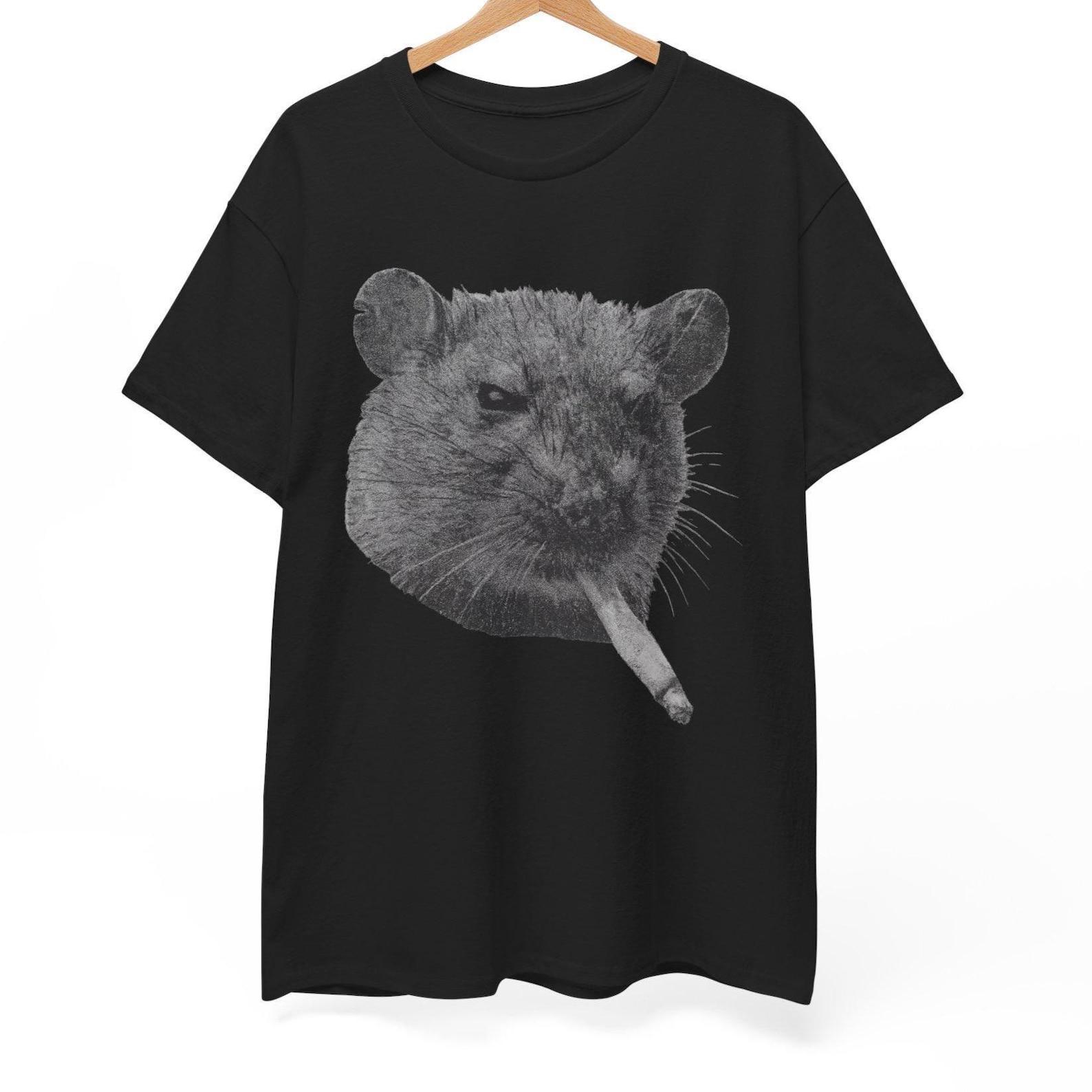 Rat Smoking T Shirt Unisex | Urban Grunge Rodent Graphic Tee | Dark Humor Streetwear | Bold Gift for Alt Fashion Meme Aesthetic Fans S