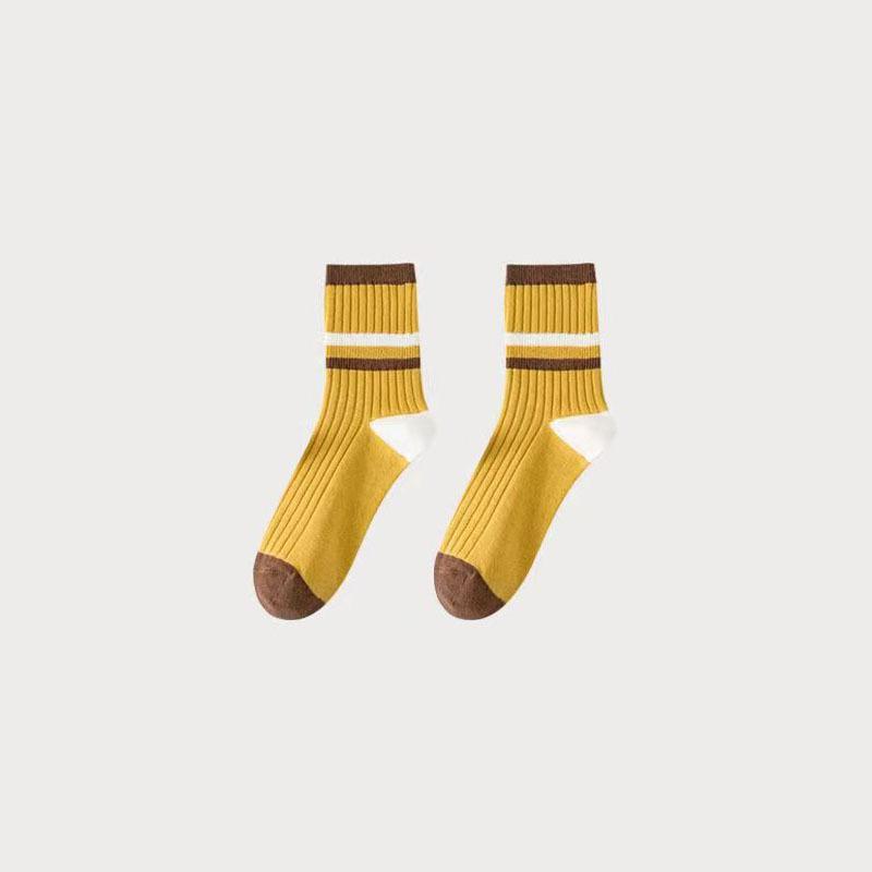 

Женские осенние носки-гольфы универсального полосатого цвета, впитывающие влагу и предотвращающие появление запаха 1 pair имбирный