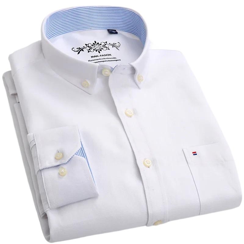 Pánská košile 100% bavlna Dlouhý rukáv Kostkovaná Oxfordová Ležérní Jednobarevná S potiskem Běžný střih Formální společenská košile Nadměrná velikost 7XL 6XL 5XL