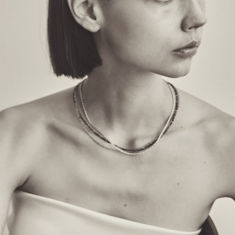 FLIT SAND GEM BALL NECKLACE (BLACK)