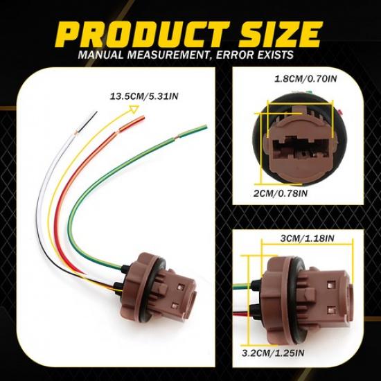 Universal Pigtail Wire Female Socket 7443 Two Harness Brake Stop Tail Parking EV