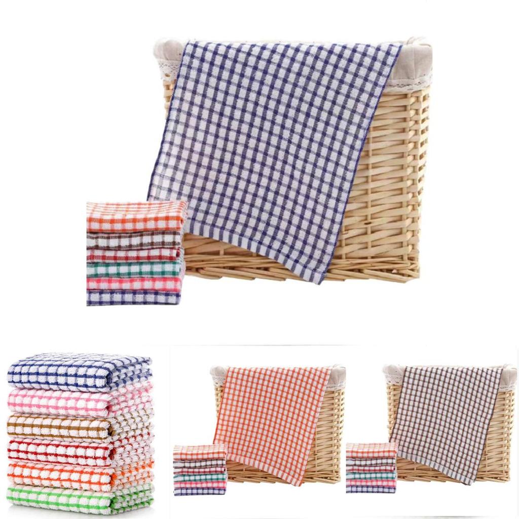 Polyester Plaid Tea Towel For Kitchen Cleaning And Home Use
