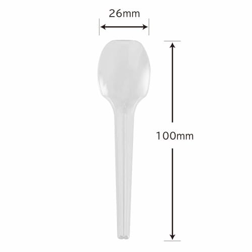 Shimojima Heiko Spoons, Plastic, Clear, 10cm, Individually Wrapped, 100 Pieces, 004513007