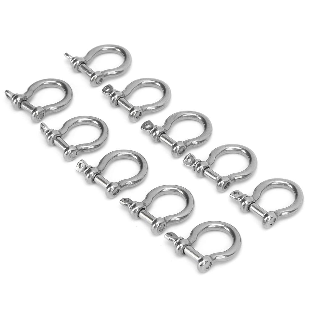 10pcs Bow Shackle Stainless Steel High Hardness D Ring Anchor for Camping Hiking Outdoor Sports(M4 60kg Load )