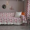 Sofa Towel Christmas Print American Pine Branch Ruffle Edge Multifunctional Cover Vintage Sofa Cover