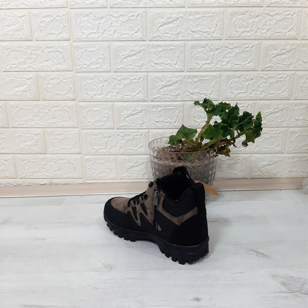 Himmelblau-Braun 0050 rutschfeste Herrenstiefel mit Reißverschluss und Schnürung