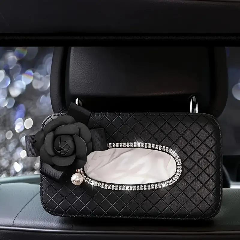 Camellia Flower Car Tissue Box Towel Sets Car Seat Back Tissue Box Holder Auto Interior Storage Decoration Car Accessories
