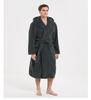 Large Cotton Velvet Jacquard Hooded Men's Nightgown - European & American Style, Thickened for Autumn/Winter, Unisex.