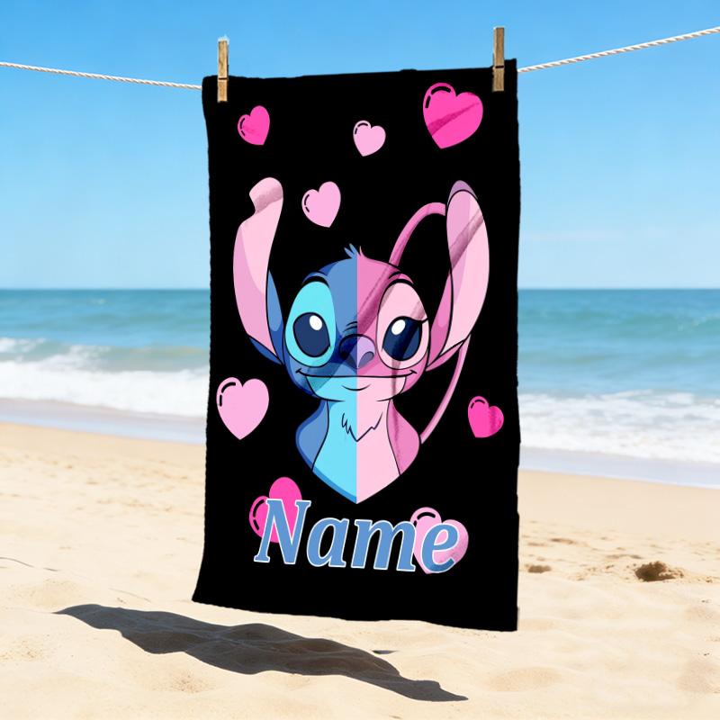 Custom Name Stitch's Sign Stylish Digital Printing Beach Towel Quick‑Drying Absorbent Blanket for Beach Pool Gym Travel