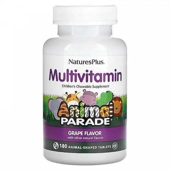 Nature's Plus- Source of Life, Children's Chewable Multi-Vitamin and Mineral Supplement, Grape, 180 Animal Shaped-Tablets