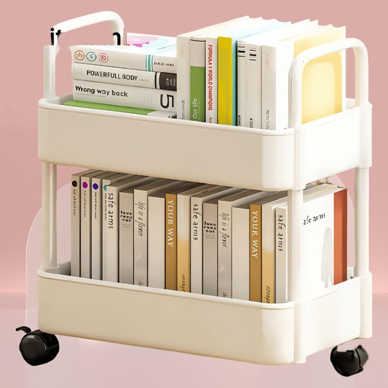 Rolling Utility Cart-Multifunctional Plastic Storage Shelves With Handle&Lockable Wheels -Ideal For Room/Office/Kitchen/Bathroom