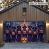 2D plane featuring 6 witches glowing pumpkin lanterns and bats - durable polyester fabric suitable for autumn partieszyc