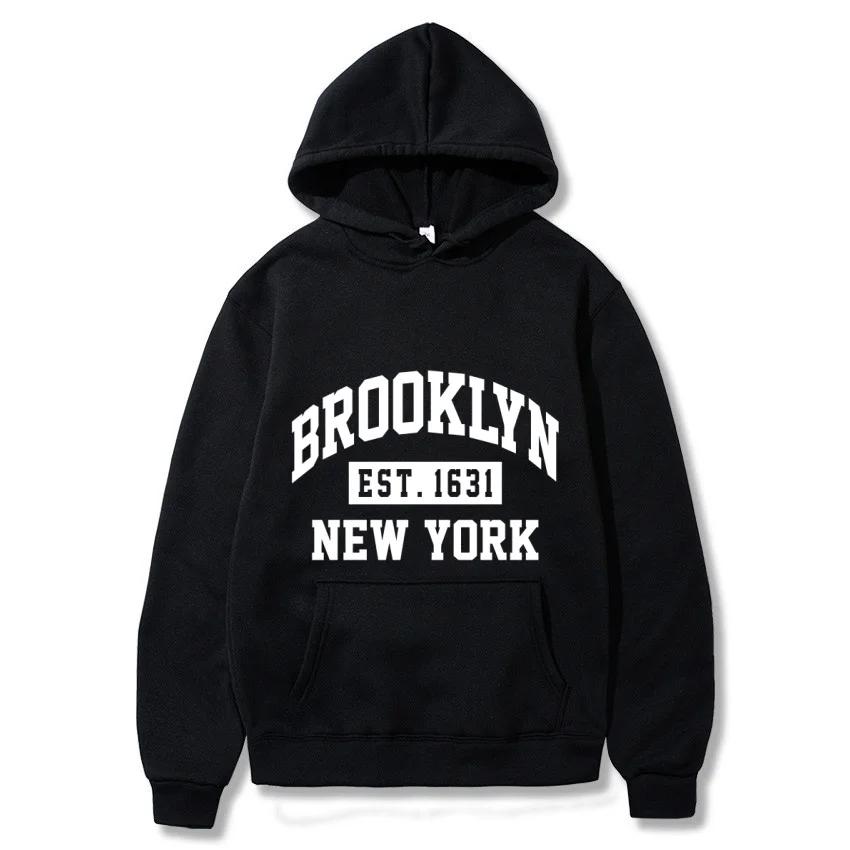 New York Brooklyn 1631 Printed Hoodie Classic Long Sleeve Jacket Daily Casual Autumn/Winter Sweatshirt Street Warmth Sweatshirt