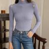 Women's Fashion Slim Button Top Half Turtleneck Knitted Bottoming Shirt
