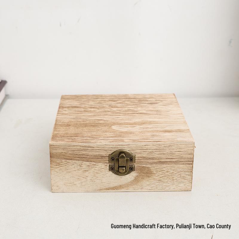 In-Stock Paulownia Wood Retro Flip-Top Rectangular Storage Box