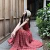 Red Plaid Long Skirt Xinjiang Dopamine Bright Yunnan Vacation Bohemian Dress Seaside Dingdar