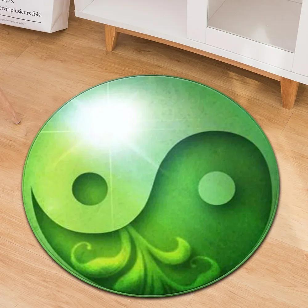 Yin Yang Tai Chi Round Carpet Flower of Life Gym Carpets Circle Rug Indian Buddha Yoga Meditation Mats Non-slip Chair Mat Decor