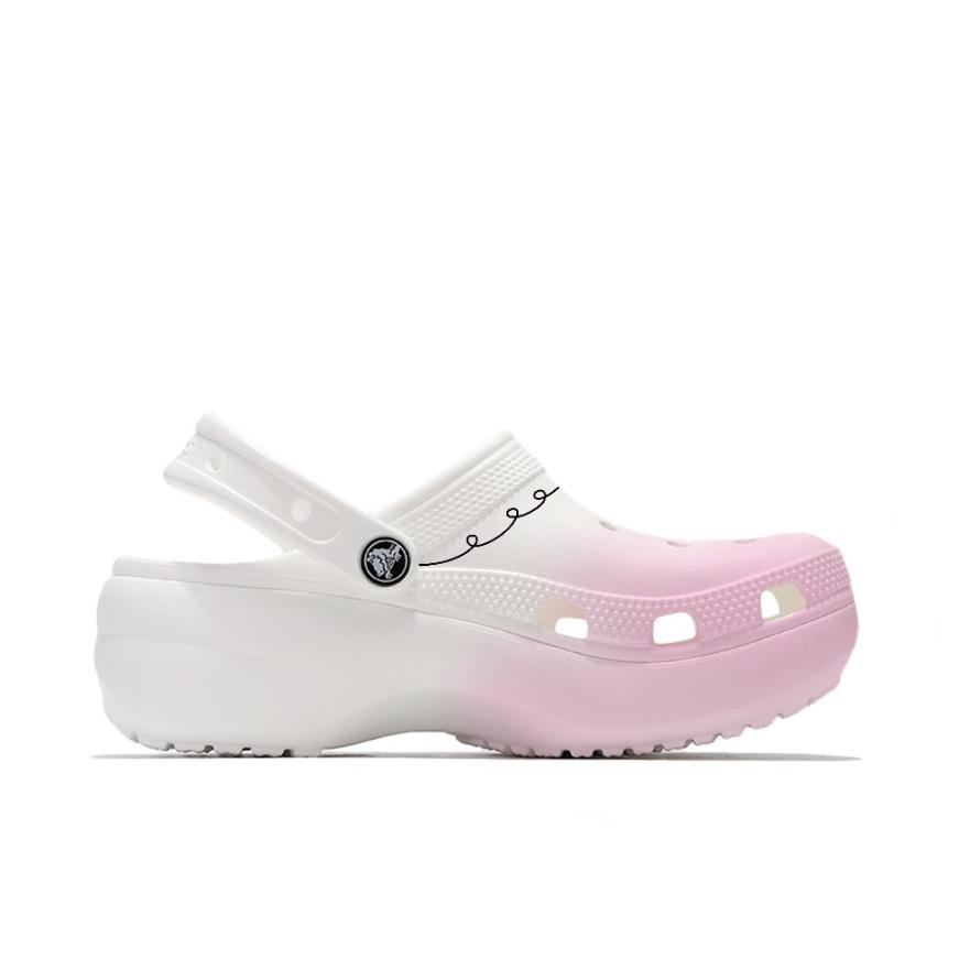 Crocs Classic Platform Clog Mandala Girl's School Style EVA Hole Shoes Unisex Blue Pink