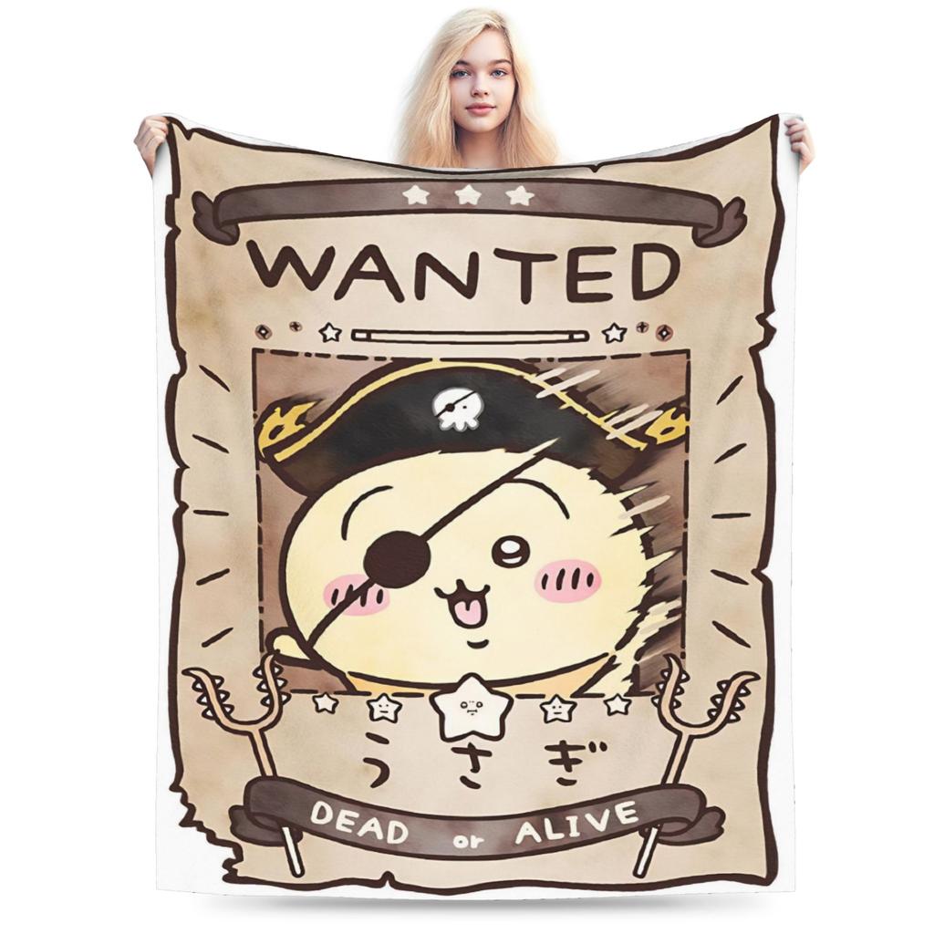 Chiikawa Catoon Flannel Blanket Grabber Kawaii Customized Throw Blankets for Sofa Bedding Lounge 125*100cm Bedspread