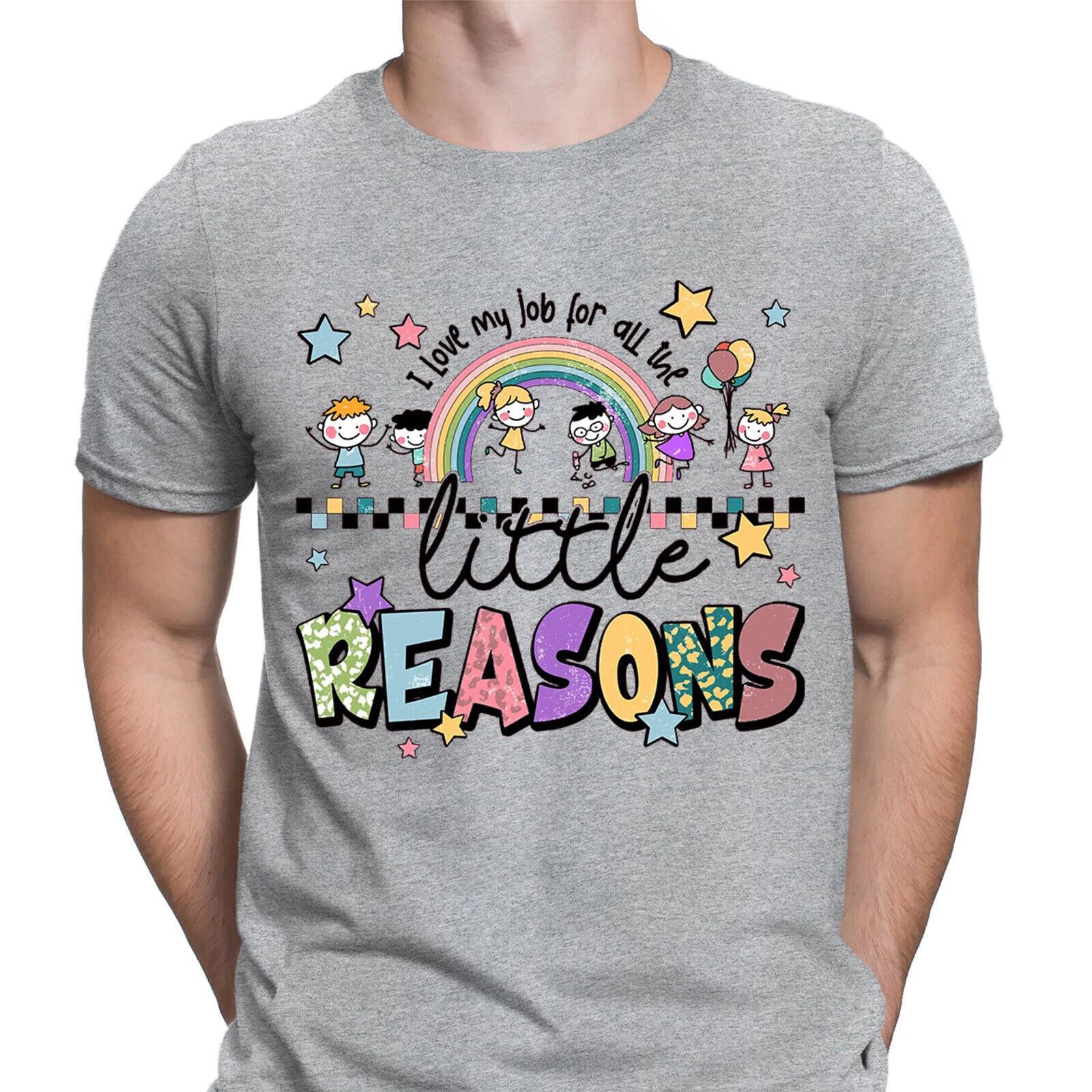

I Love My Job for All the Little Reasons Teacher Love Mens T-Shirts Tee Top #DNE S
