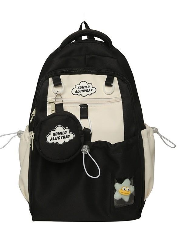 Girls Nylon School Backpack Waterproof Soft Sweet Style For Campus Use