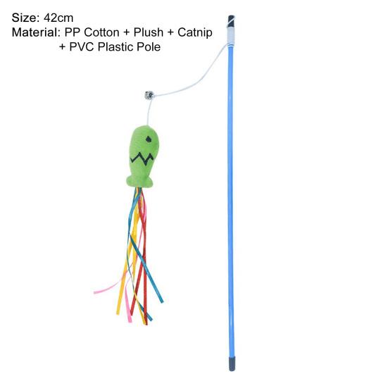 Yousheng Cat Teaser Fish Design Scratch-resistant PVC Stick Catnip Kitten Teaser Stick for Casual