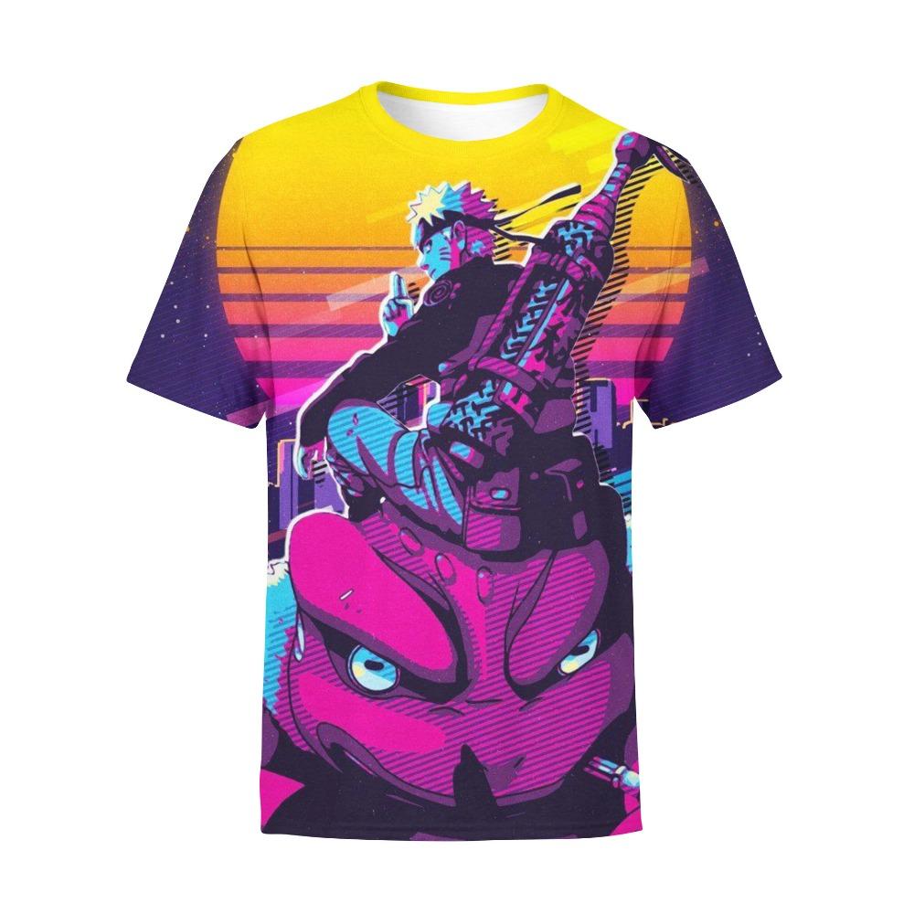 Boys' Fashion T-Shirt, 3D Digital Print, New Spring and Summer Naruto Short Sleeve Kids' Top